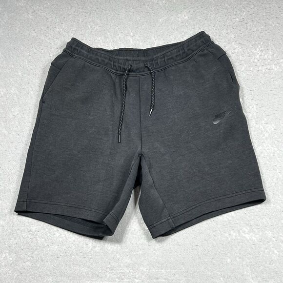 Nike Sportswear Tech Fleece Sweat Shorts Mens Medium Black Pockets Drawstring - Picture 1 of 13